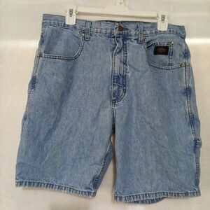Harley Davidson Mens 33 Denim Carpenter Shorts Light Wash Blue Vintage USA Made